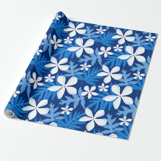 PAPIER CADEAU PAPIER EN LAVAGE TIARE (BLEU) (Déroulé)