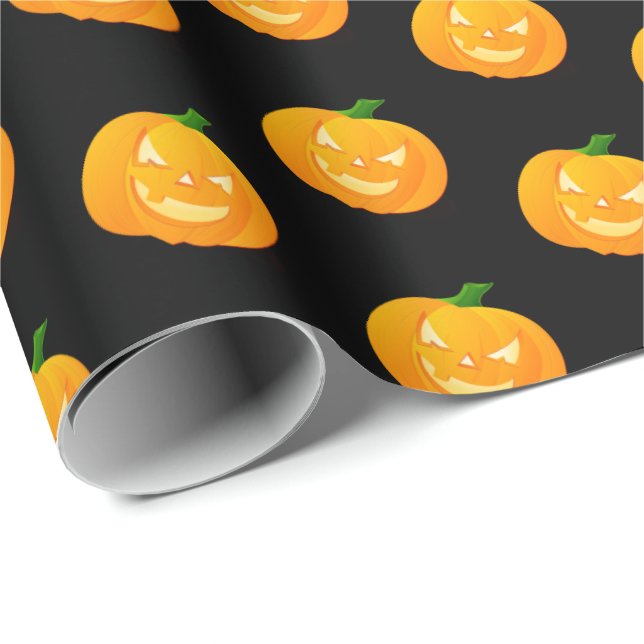 Papier Cadeau Papier enveloppant citrouille Halloween (Coin rond)