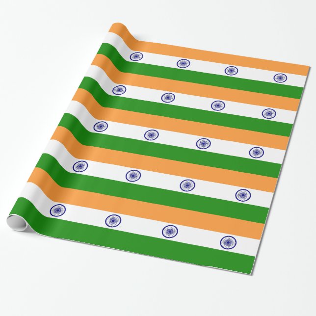 Papier Cadeau Papier enveloppé avec Drapeau de l'Inde (Déroulé)