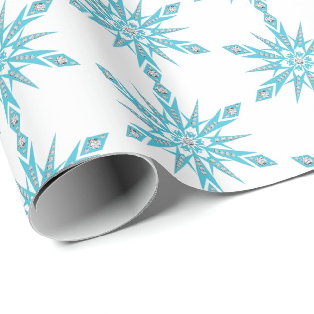 Papier Cadeau Papier-flocons de neige de Noël (Coin rond)