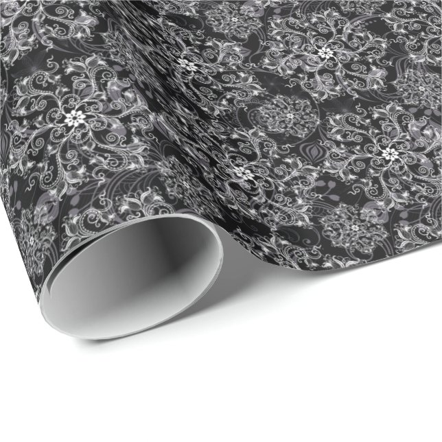 Papier Cadeau Papier-flocons de neige de Noël (Coin rond)