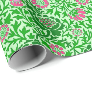 Papier Cadeau Papier floral Jacobean, Emerald et Lime Green