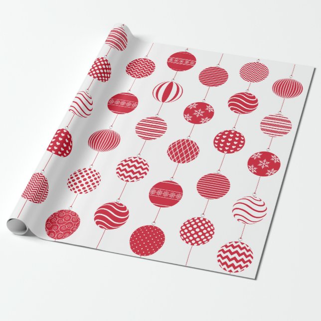 Papier Cadeau Papier grand Motif à bille rouge de Noël (Déroulé)