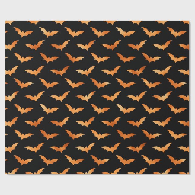 Papier Cadeau Papier Motif à chaume noir et orange (Plat)