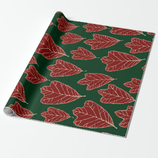 Papier Cadeau Papier Motif Feuille en chêne contemporain