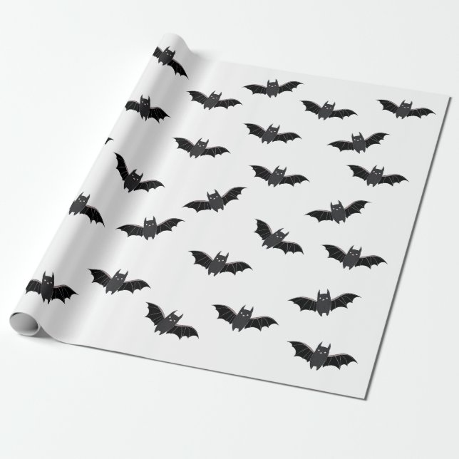 Papier Cadeau Papier Motif Halloween Bats (Déroulé)