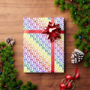 Papier Cadeau Papier Motif Rainbow Ho Ho Ho