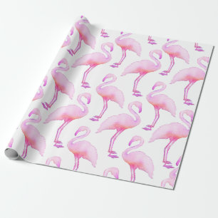 Papier Cadeau Papier papier Tissu Flamant rose d'aquarelle rose