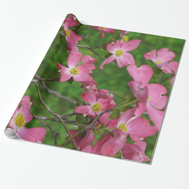 Papier Cadeau Papier rose d'emballage cadeau de cornouiller (Déroulé)