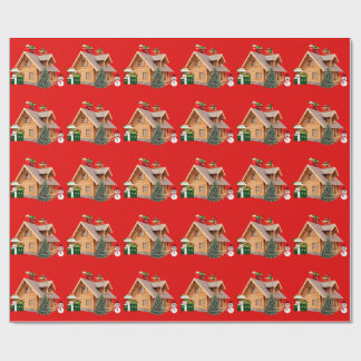 Papier Cadeau Papier rouge Cabine de Noël