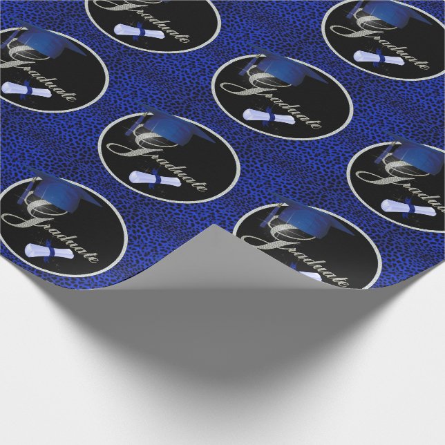 Papier Cadeau Papier Royal Blue Cheetah avec noir (Coin)