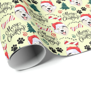 Papier Cadeau Papier Sibérien Husky d'enveloppement de Noël