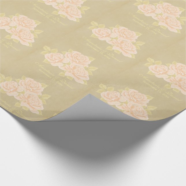 Papier Cadeau Papier vieux rose romantique vintage (Coin)