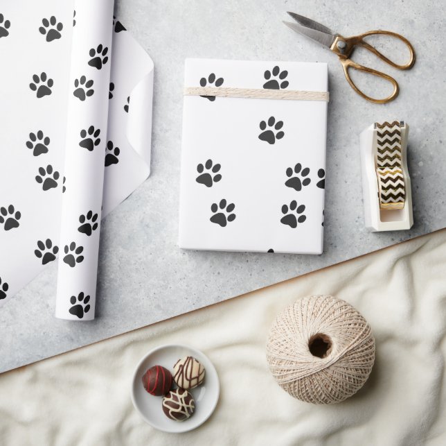 Papier Cadeau Papiers de chat noir simples (Artisanat)