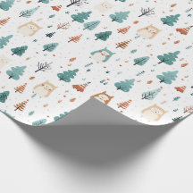 papiers d'emballage cadeau de noël arbres