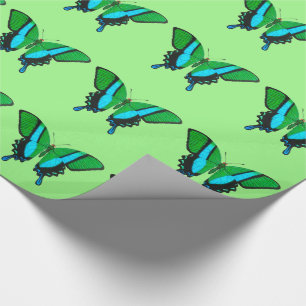 Papier Cadeau Papillon à queue fourchue en vert, turquoise et no
