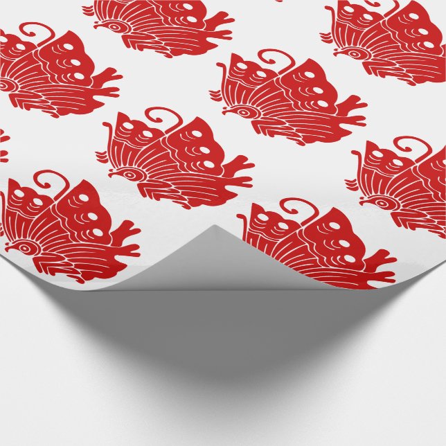Papier Cadeau Papillon asiatique Japonais Conception Kamon (Coin)