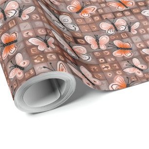 Papier Cadeau Papillon Bohème Motif de Style Bohème