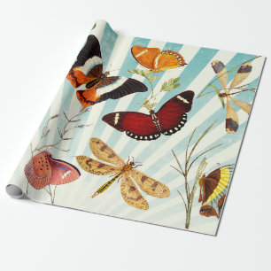 Papier Cadeau Papillon ciel vintage collage