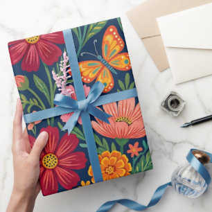 Papier cadeau Papillon Cosmos Mexicain Abstrait