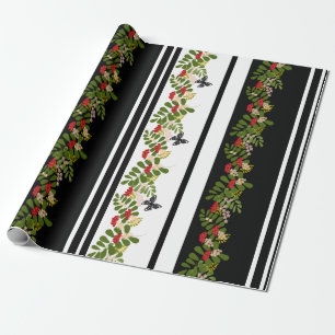 Papier Cadeau Papillon floral aux fleurs de canneberges