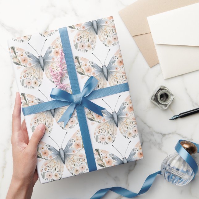 Papier Cadeau Papillon floral Fleur sauvage Boho (Cadeaux)