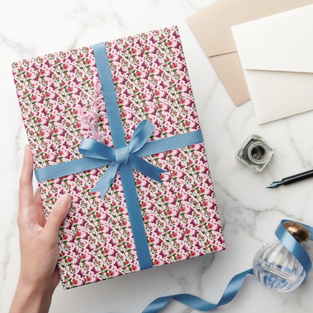Papier Cadeau Papillon Floral Midnight Bloom  (Cadeaux)