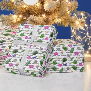 Papier Cadeau Papillon floral naturel tropical moderne de luxe
