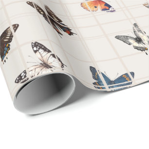 Papier Cadeau Papillon mélange beige