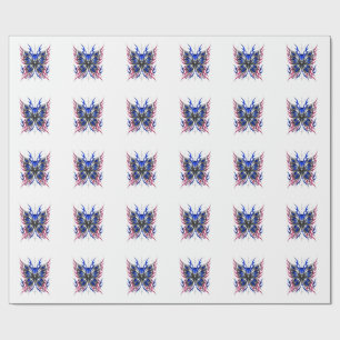 Papier Cadeau Papillon métallique bleu rose flammes – Gothique 