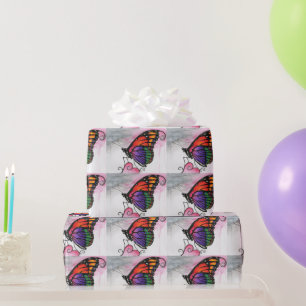Papier Cadeau Papillon Monarque Arc-en-Ciel Original Fantastique