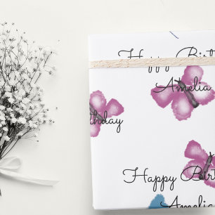 Papier Cadeau Papillon personnalisé Joyeux anniversaire