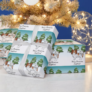 Papier Cadeau Papillon Rouge Et Blanc Mignon Chien Dans La Forêt