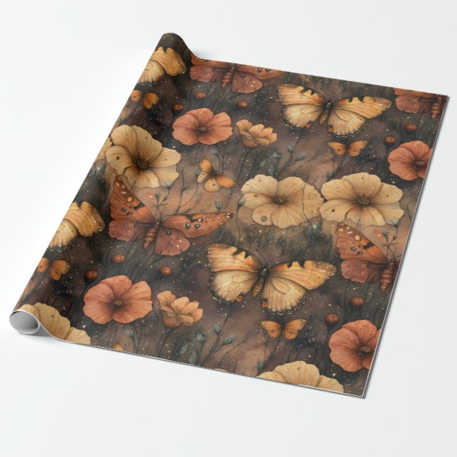 Papier Cadeau Papillon sauvage vintage (5) (Déroulé)