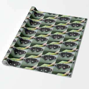 Papier Cadeau Papillon tropical noir et blanc