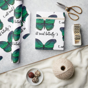 Papier Cadeau Papillon vert anti-social