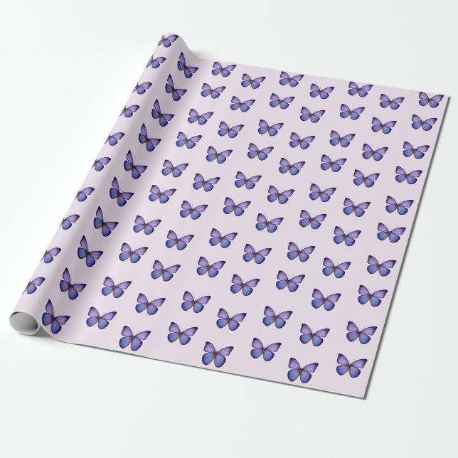 Papier Cadeau Papillon Violet Aquarelle Élégant (Déroulé)