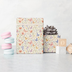 Papier Cadeau Papillons Aquarelle Florales Baby Shower Nuptial