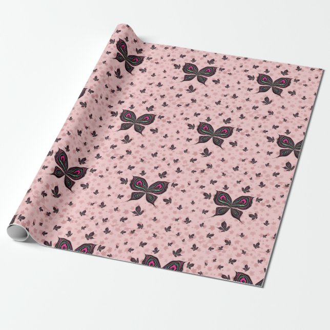 Papier Cadeau Papillons aux Feuilles d'érable (Déroulé)