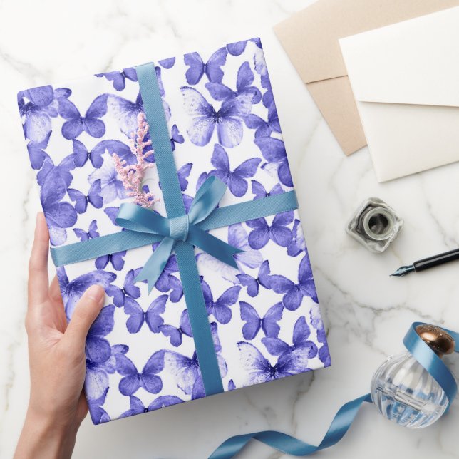 Papier Cadeau Papillons Bleus Motif Pastel (Cadeaux)