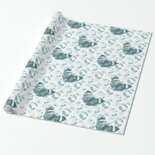 Papier Cadeau Papillons bleus turquoises