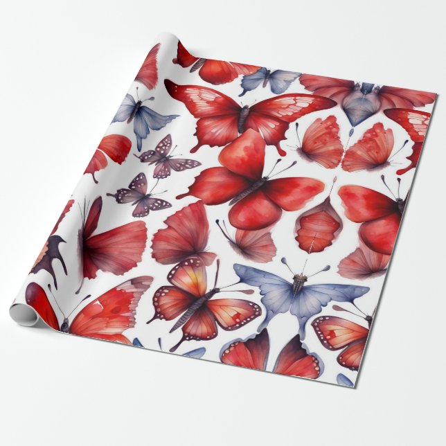 Papier Cadeau Papillons d'art à l'aquarelle  (Déroulé)