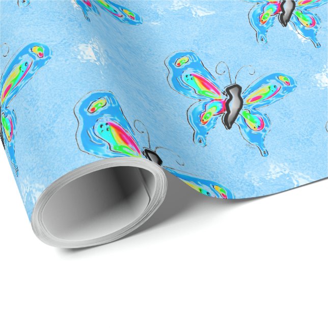 Papier Cadeau Papillons Dimensionnels (Coin rond)