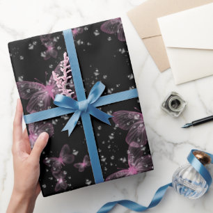 Papier Cadeau Papillons et bulles roses