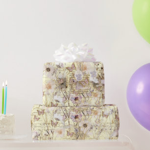 Papier Cadeau papillons fleur sauvage séchés