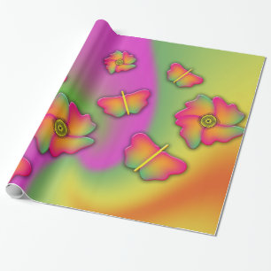 Papier Cadeau Papillons & Fleurs