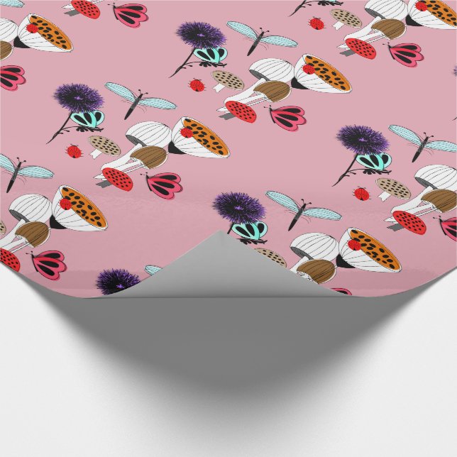 Papier Cadeau Papillons Fleurs Nature Illustration (Coin)