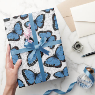 Papier Cadeau Papillons morpho bleu
