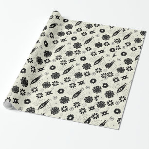 Papier Cadeau Papillons noirs et blancs sans couture motif