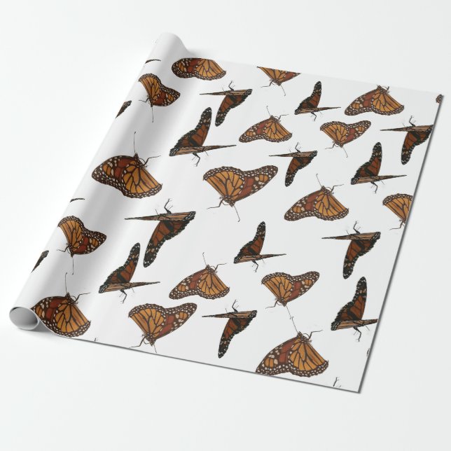 Papier Cadeau papillons orange  (Déroulé)